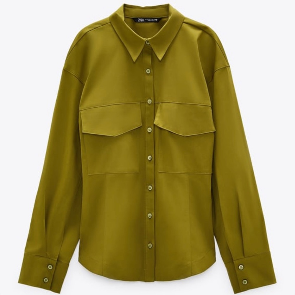 Zara Olive Button Down Shirt